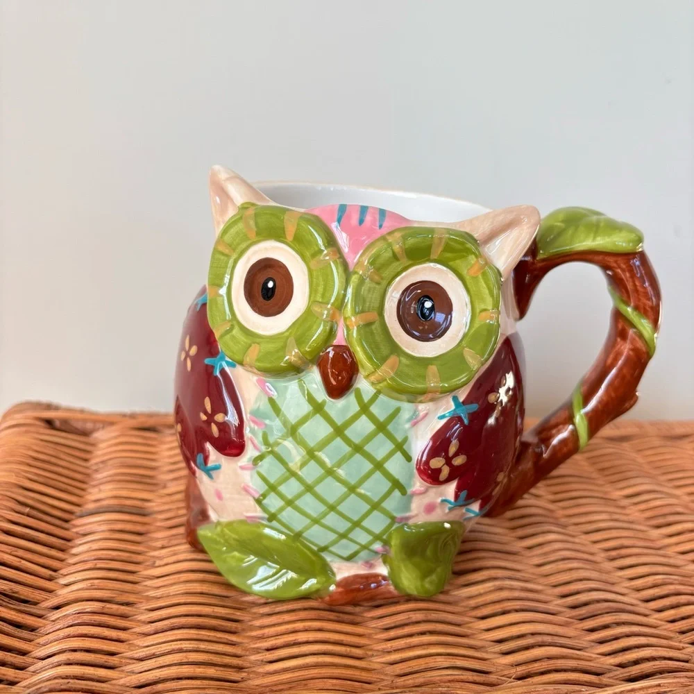 Pier 1 Imports Olli The Owl Ceramic Mug Large Painted 16 oz.